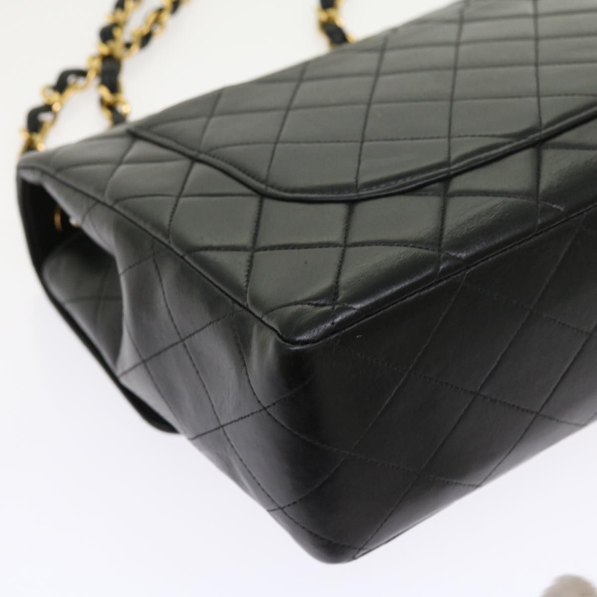 CHANEL Big Matelasse Chain Shoulder Bag Leather Black CC Auth fm2835