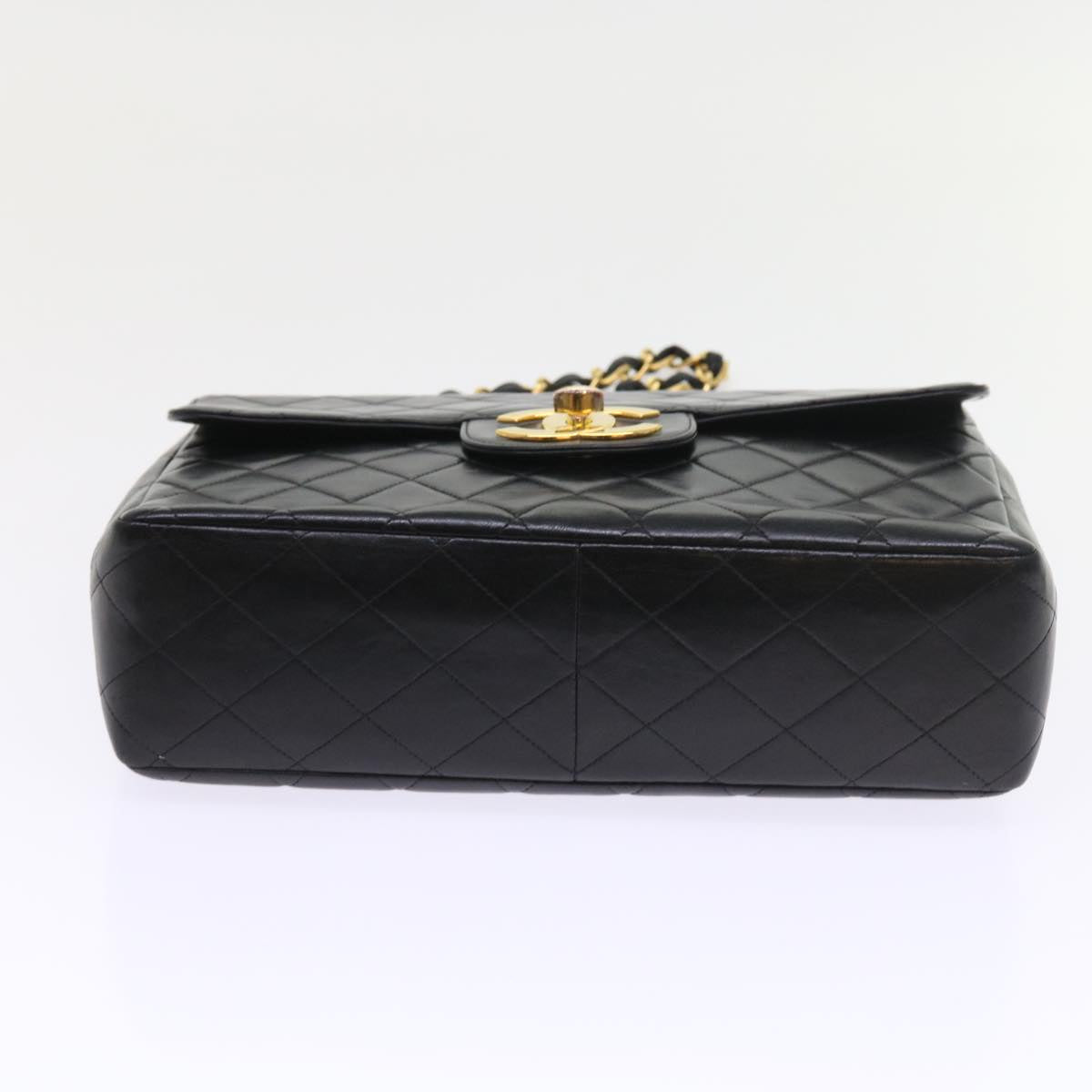 CHANEL Big Matelasse Chain Shoulder Bag Leather Black CC Auth fm2835