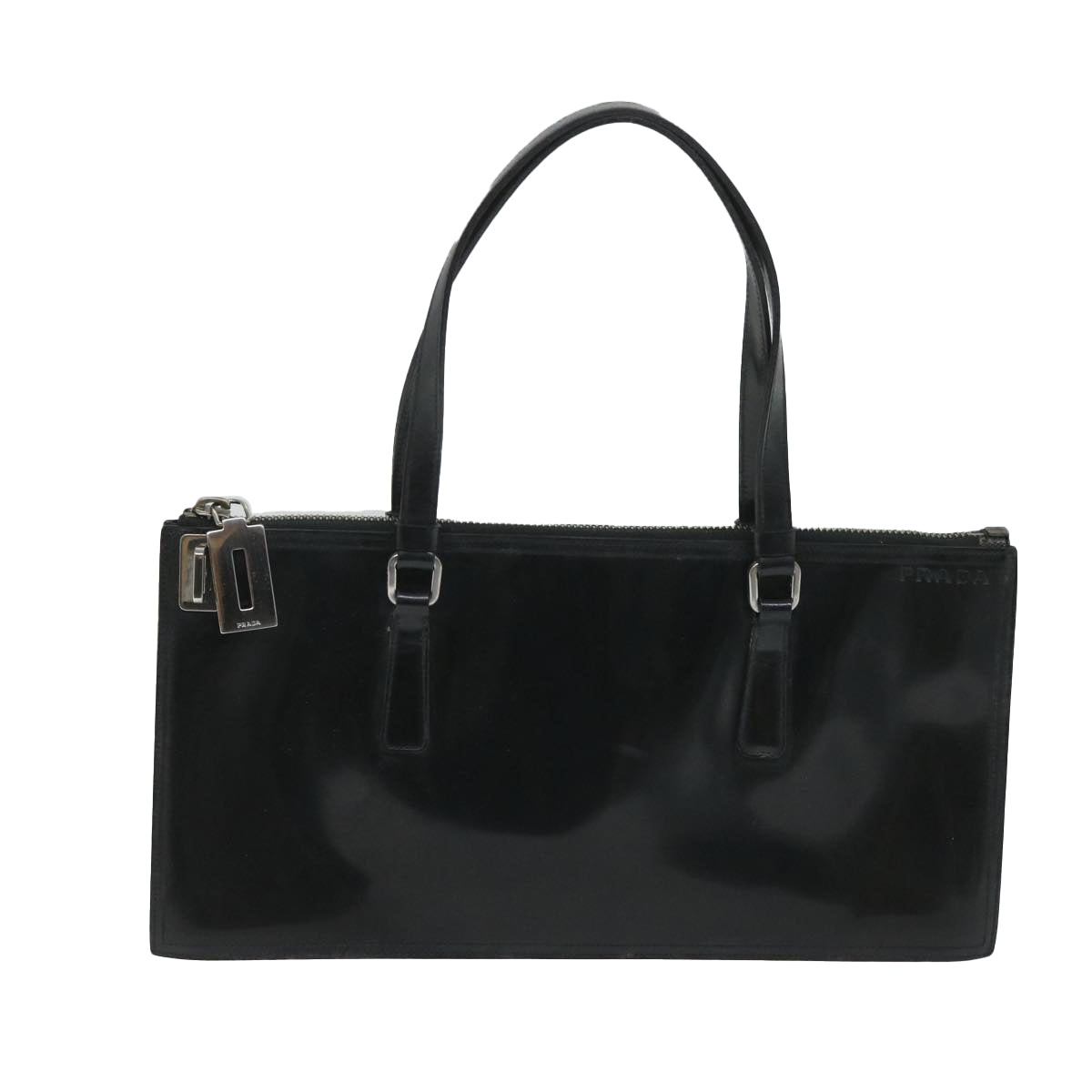 PRADA Hand Bag Leather Black Auth fm2852 - 0