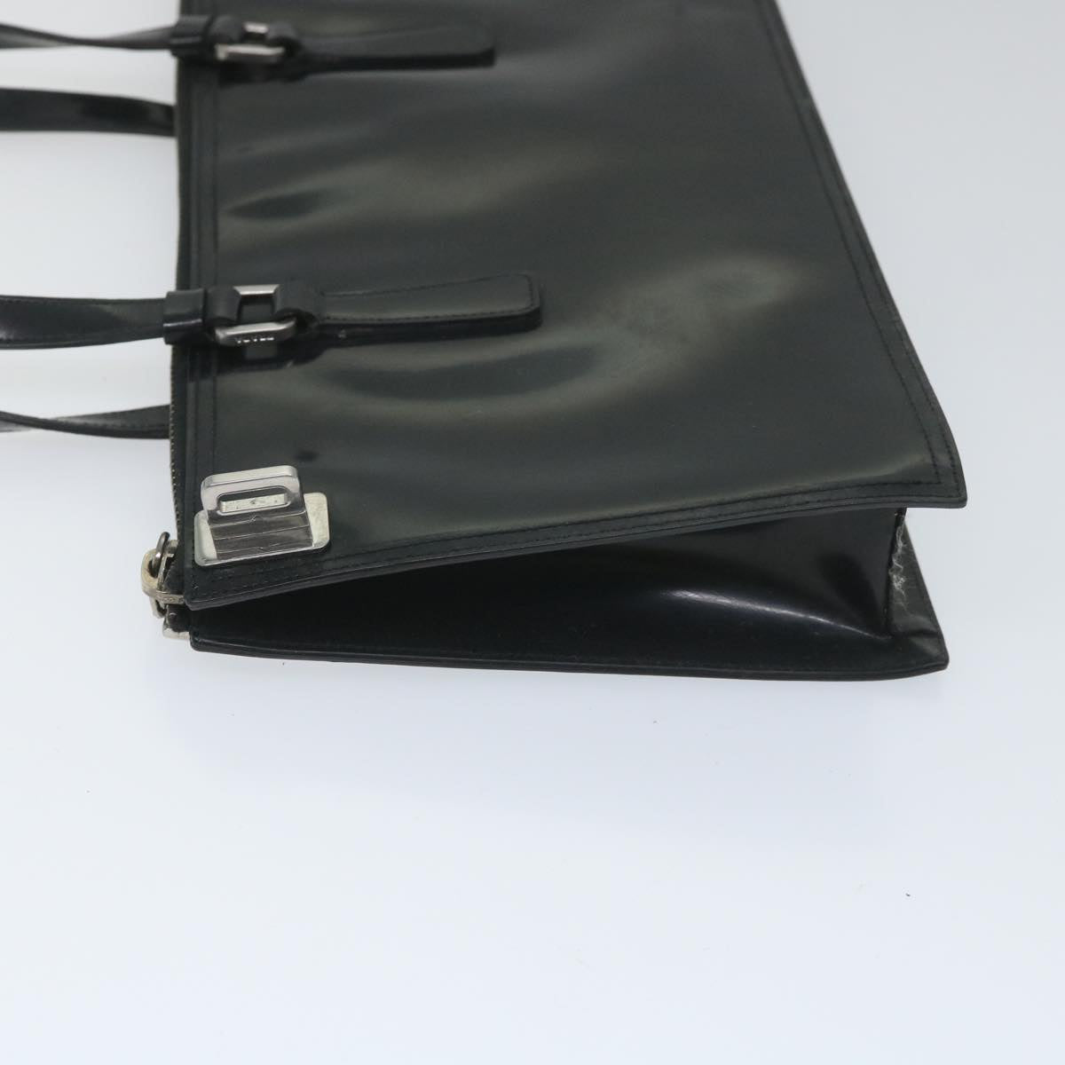 PRADA Hand Bag Leather Black Auth fm2852