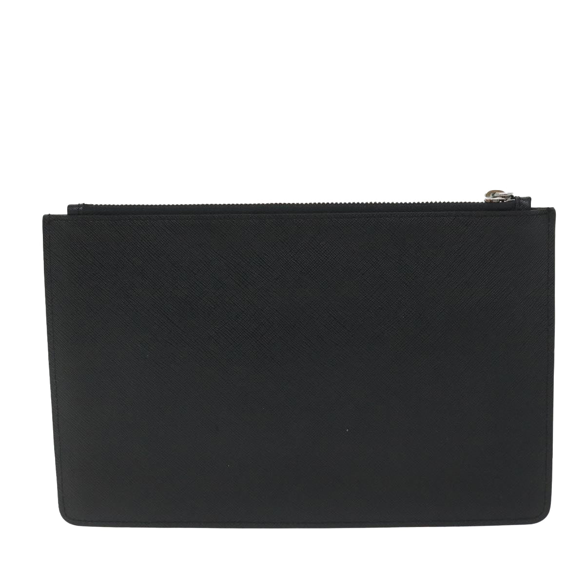 PRADA Clutch Bag Safiano leather Black Auth fm2854