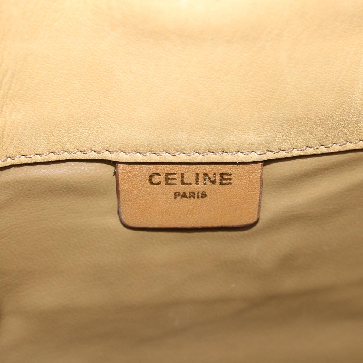 CELINE Macadam Canvas Clutch Bag Beige Auth fm2889