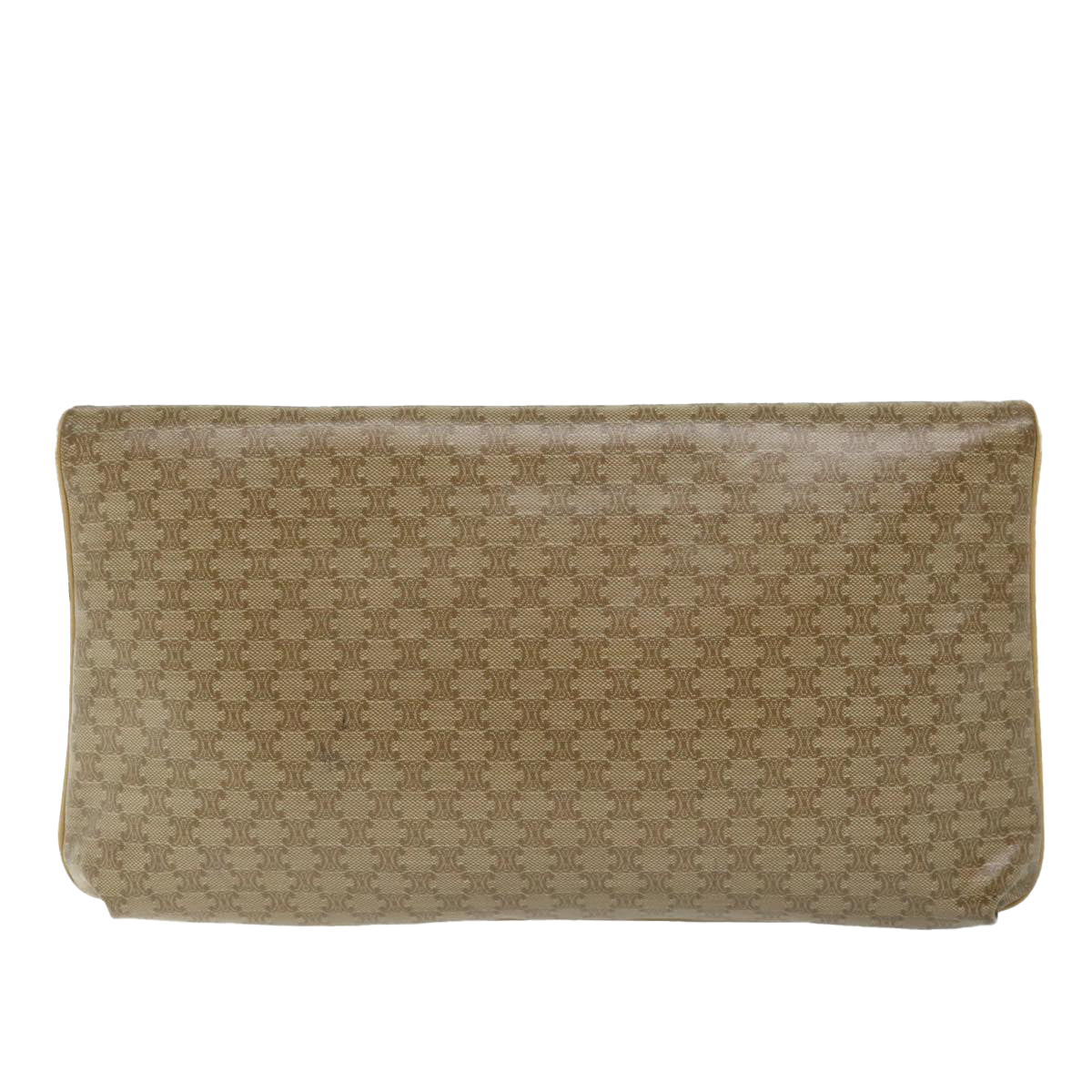 CELINE Macadam Canvas Clutch Bag Beige Auth fm2889