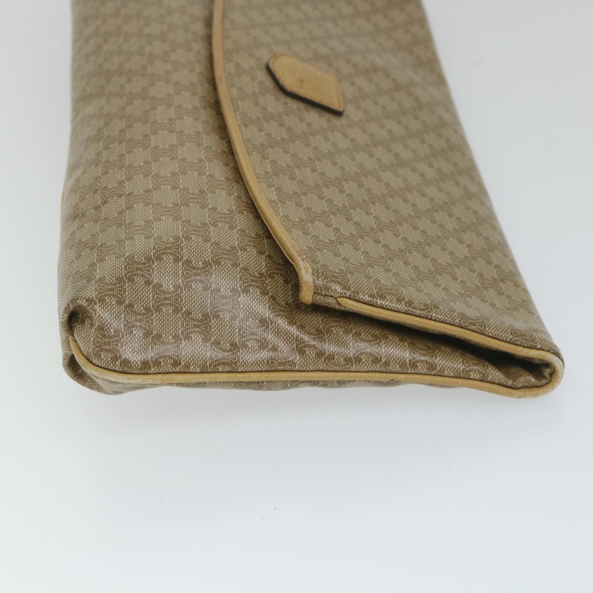 CELINE Macadam Canvas Clutch Bag Beige Auth fm2889