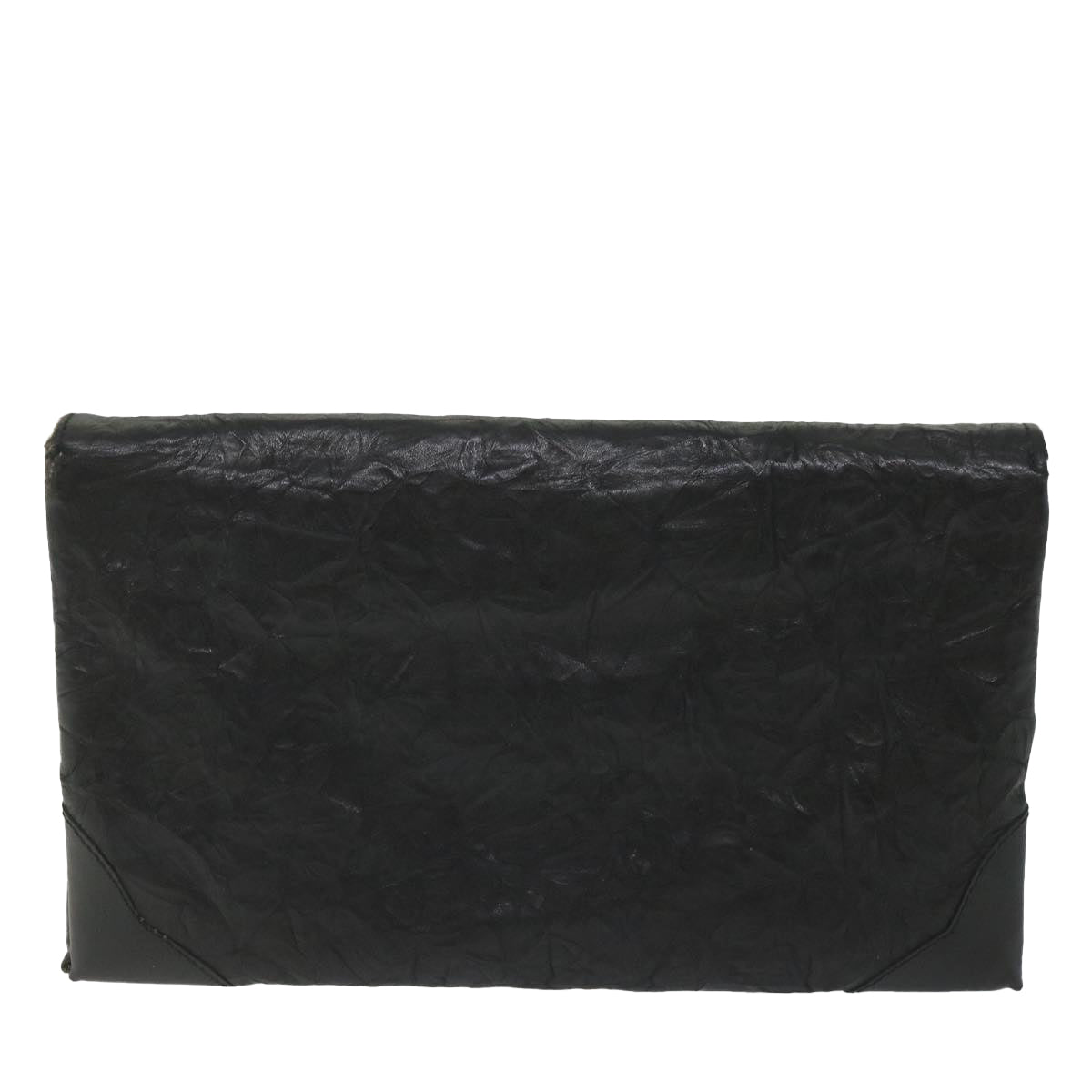 SAINT LAURENT Clutch Bag Leather Black Auth fm2892