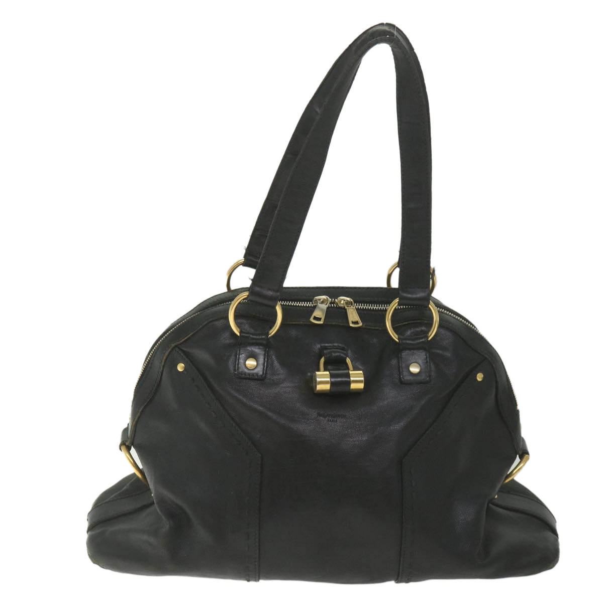 SAINT LAURENT Shoulder Bag Leather 3Set Black Beige Auth fm2893 - 0