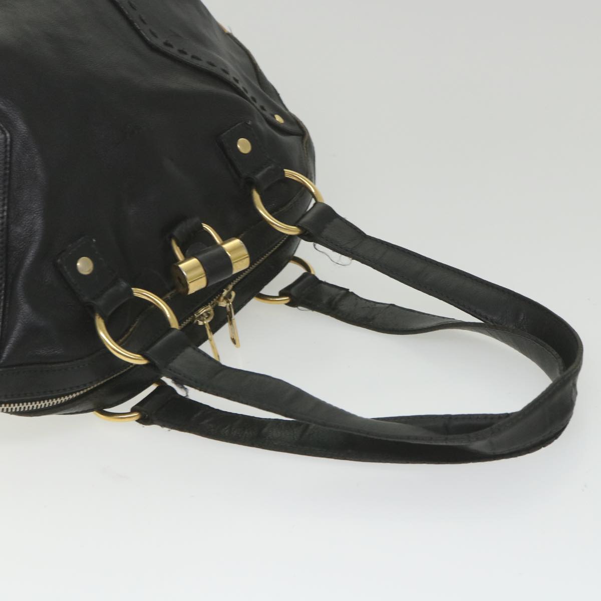 SAINT LAURENT Shoulder Bag Leather 3Set Black Beige Auth fm2893