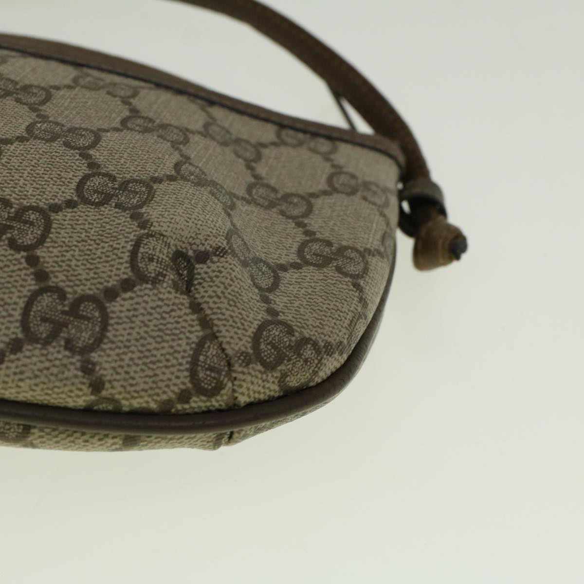 GUCCI GG Canvas Shoulder Bag PVC Leather Beige Auth fm2929