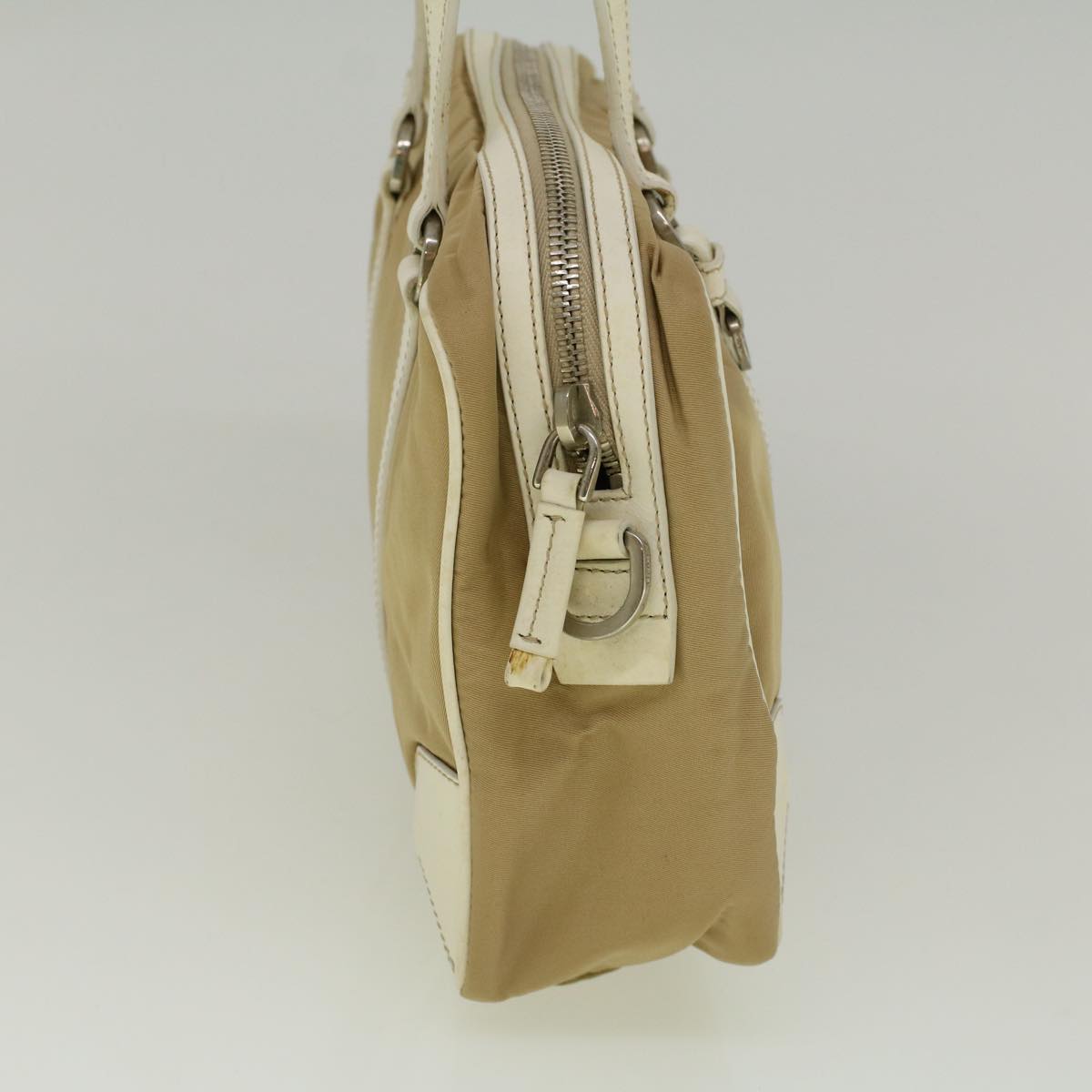 PRADA Hand Bag Nylon Beige Auth fm2934