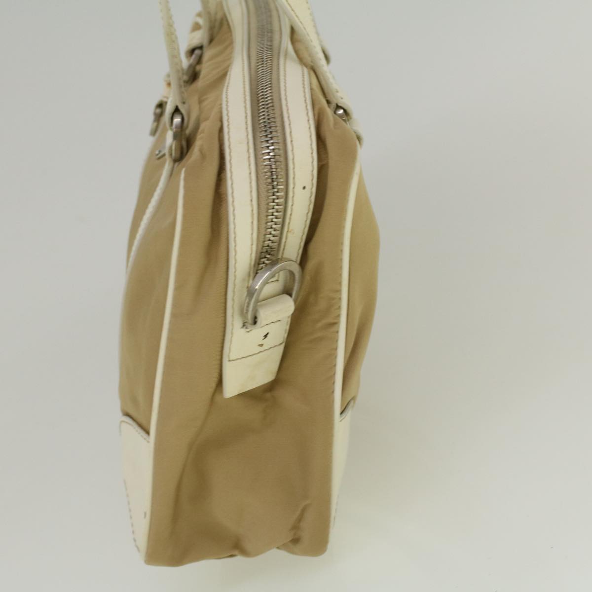 PRADA Hand Bag Nylon Beige Auth fm2934