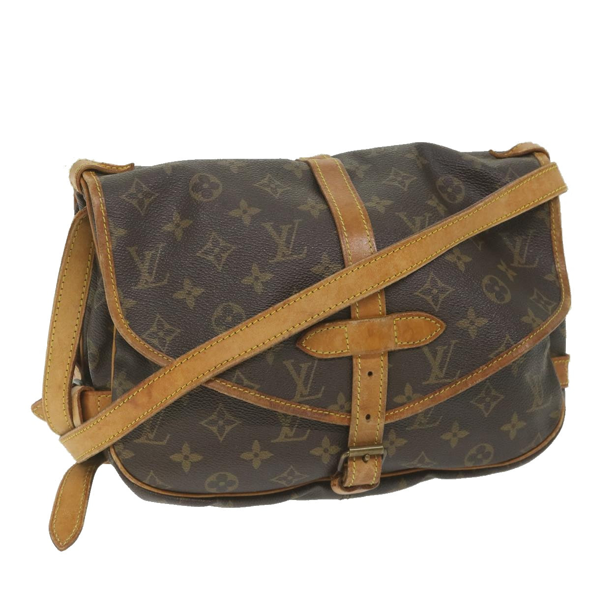 LOUIS VUITTON Monogram Saumur 30 Shoulder Bag M42256 LV Auth fm2954