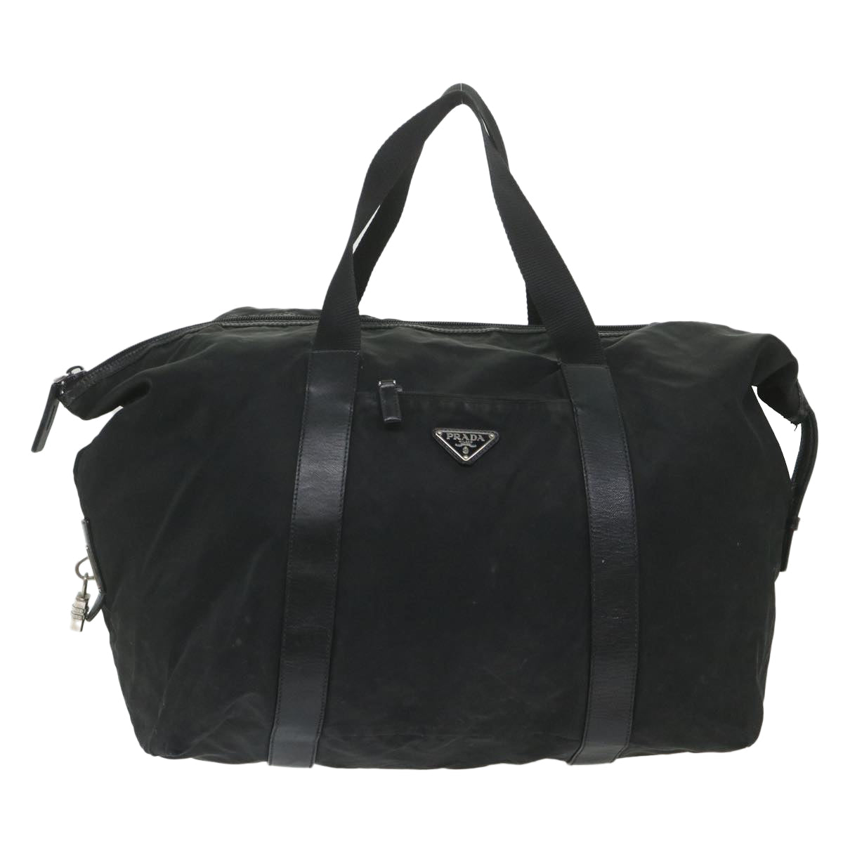 PRADA Boston Bag Nylon Black Auth fm2980