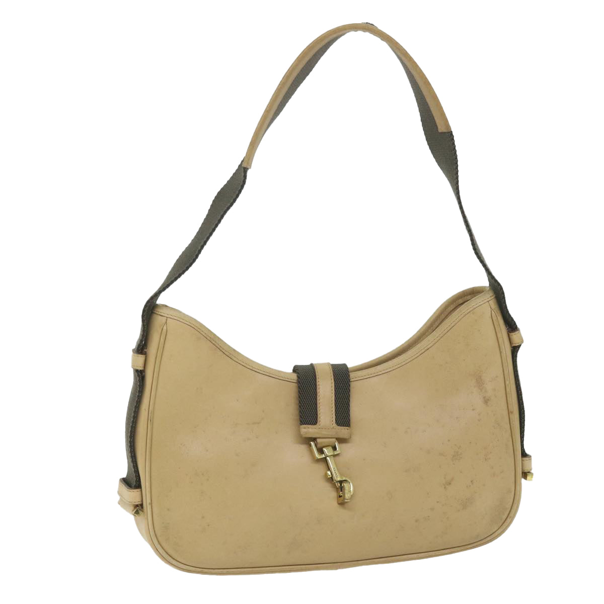 GUCCI Jackie Shoulder Bag Leather Beige 92736 Auth fm2983