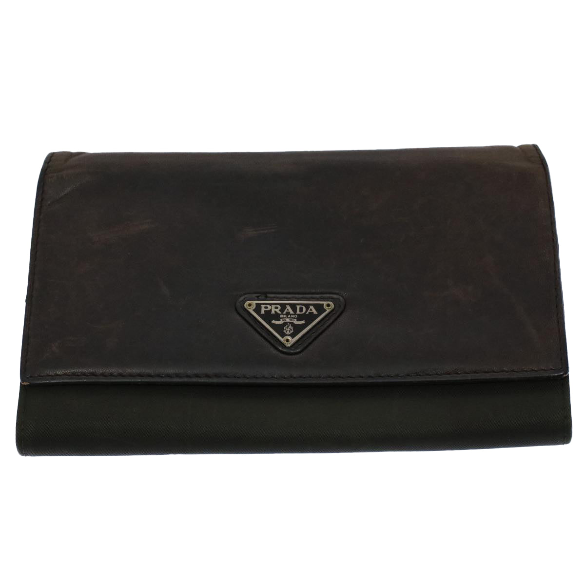 PRADA Wallet Leather nylon 4Set Black Brown Auth fm2988