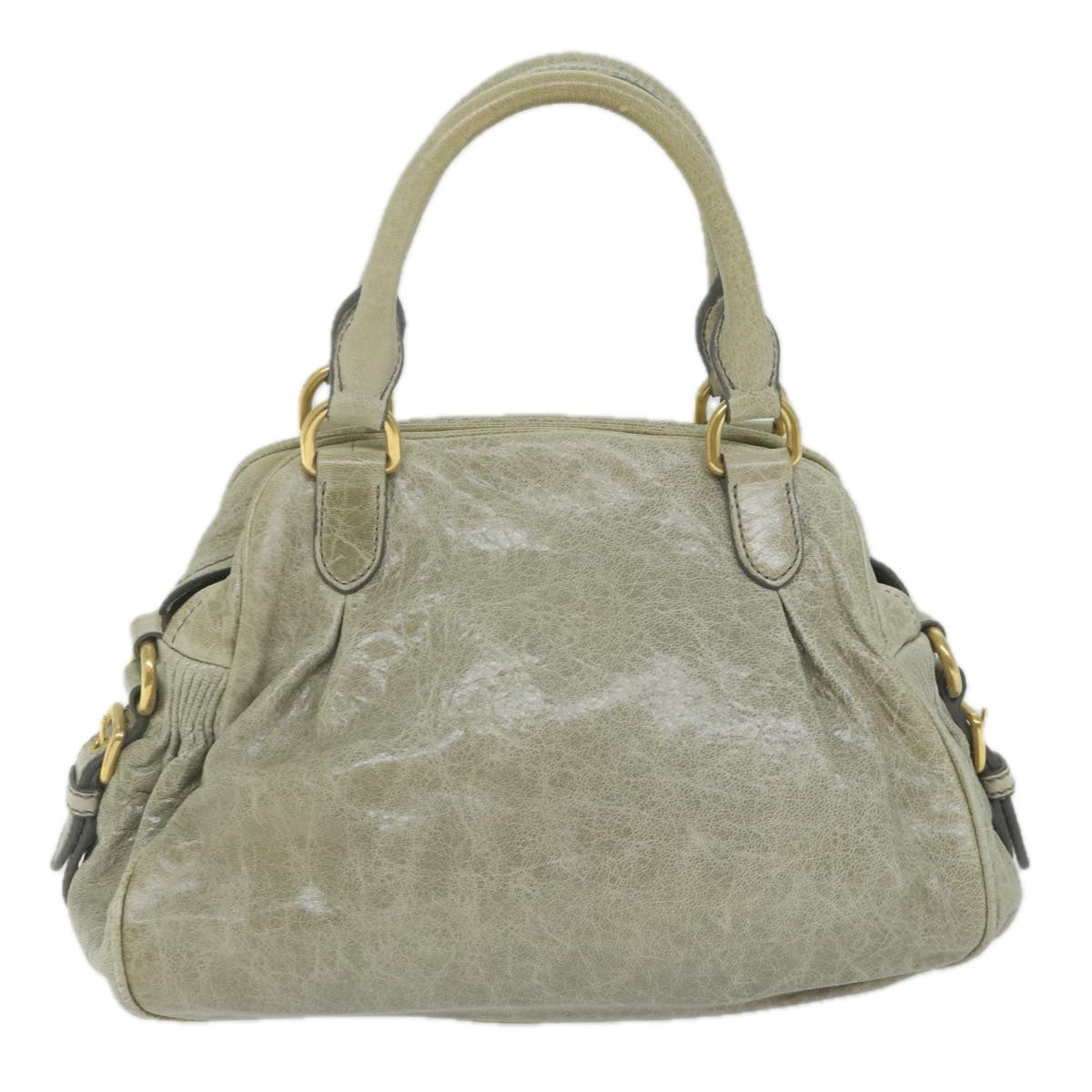 Miu Miu Paddington Hand Bag Leather 2way Gray Auth fm3011 - 0