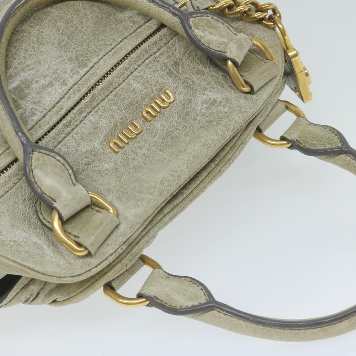 Miu Miu Paddington Hand Bag Leather 2way Gray Auth fm3011