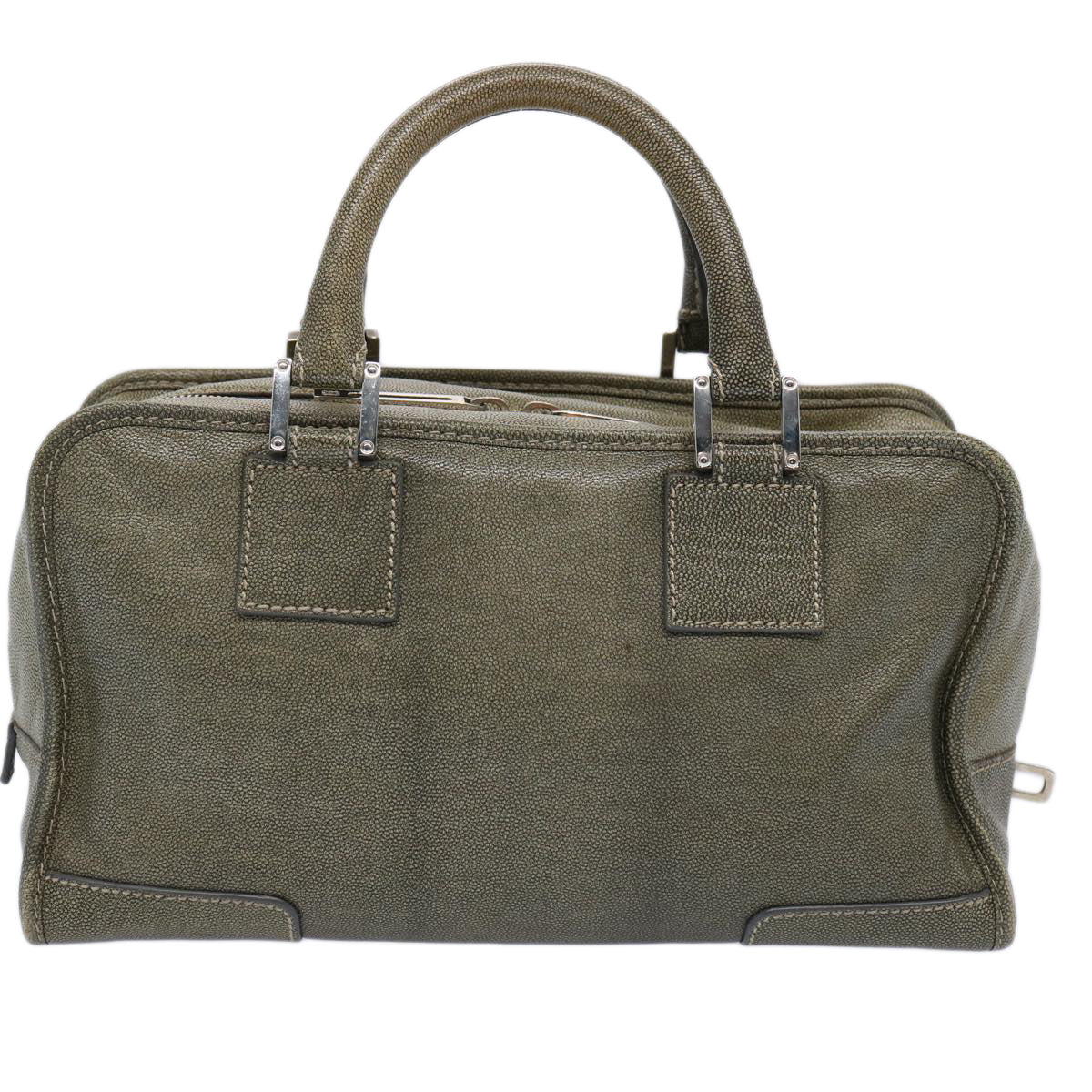 LOEWE Amazonas Hand Bag Leather Khaki Auth fm3045 - 0