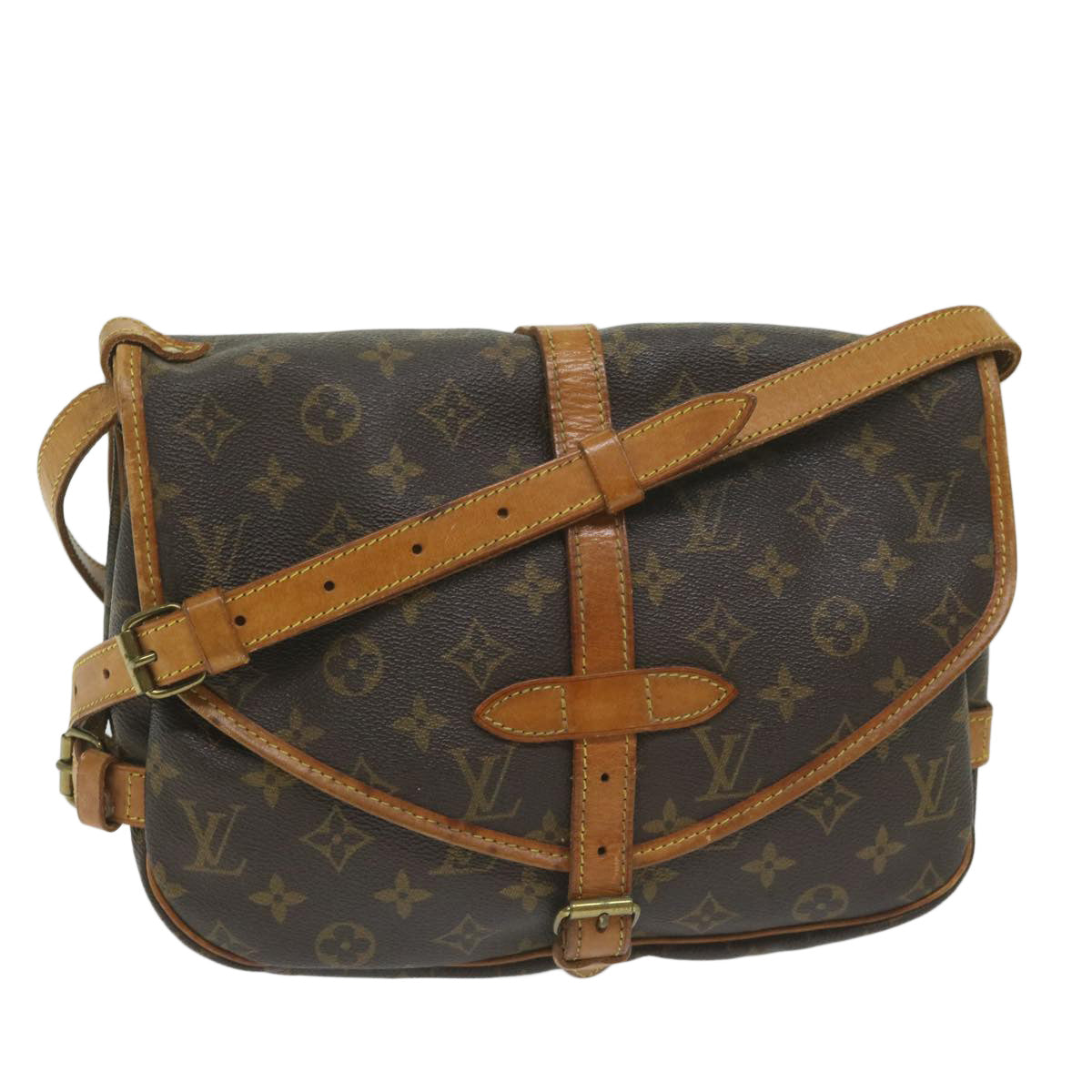 LOUIS VUITTON Monogram Saumur 30 Shoulder Bag M42256 LV Auth fm3047