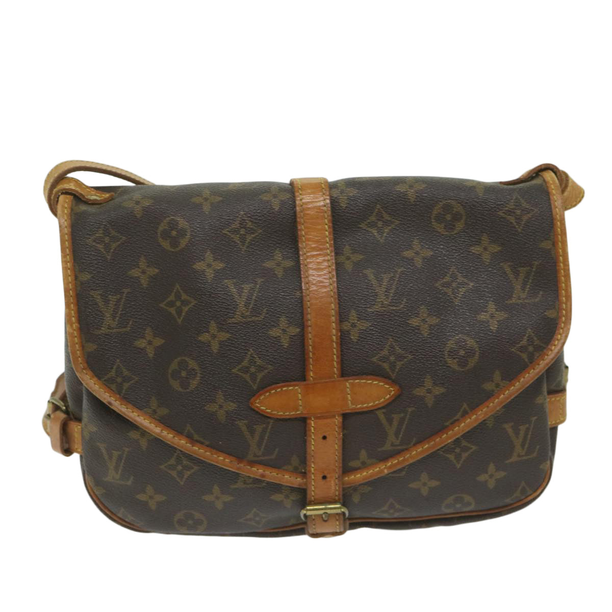 LOUIS VUITTON Monogram Saumur 30 Shoulder Bag M42256 LV Auth fm3047