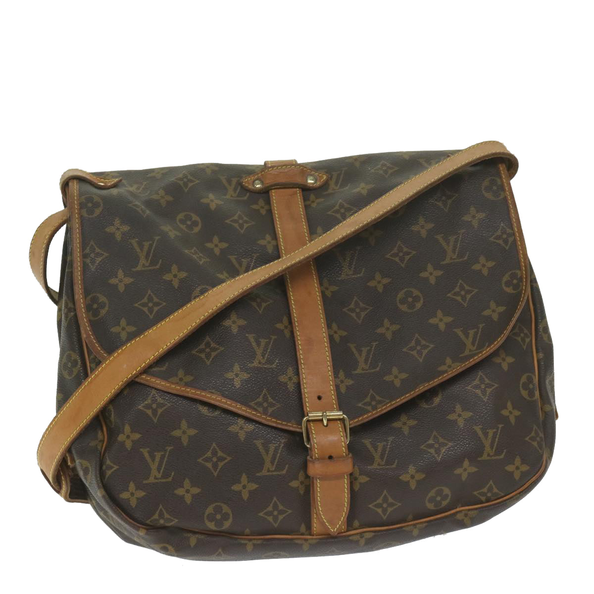 LOUIS VUITTON Monogram Saumur 35 Shoulder Bag M42254 LV Auth fm3048