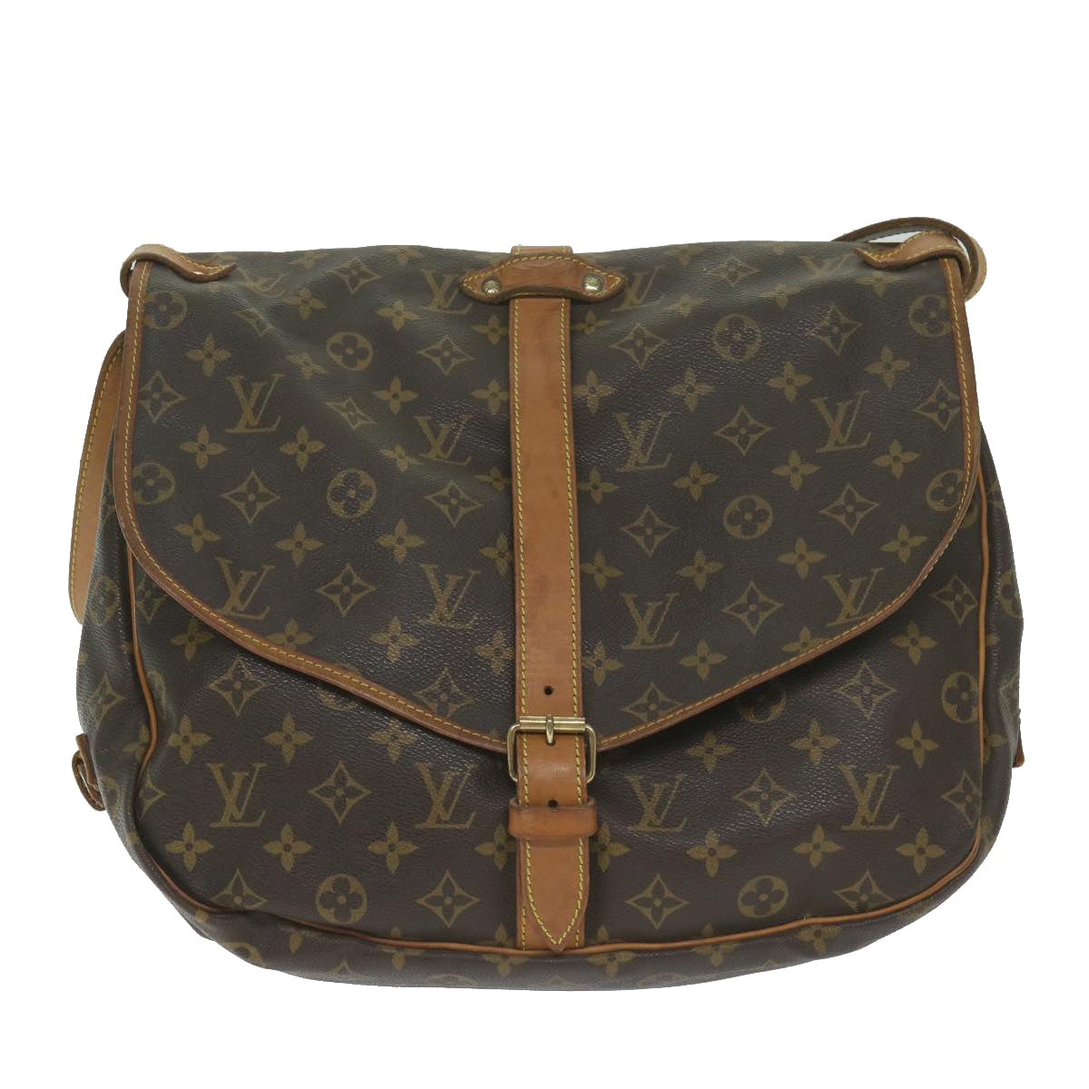 LOUIS VUITTON Monogram Saumur 35 Shoulder Bag M42254 LV Auth fm3048