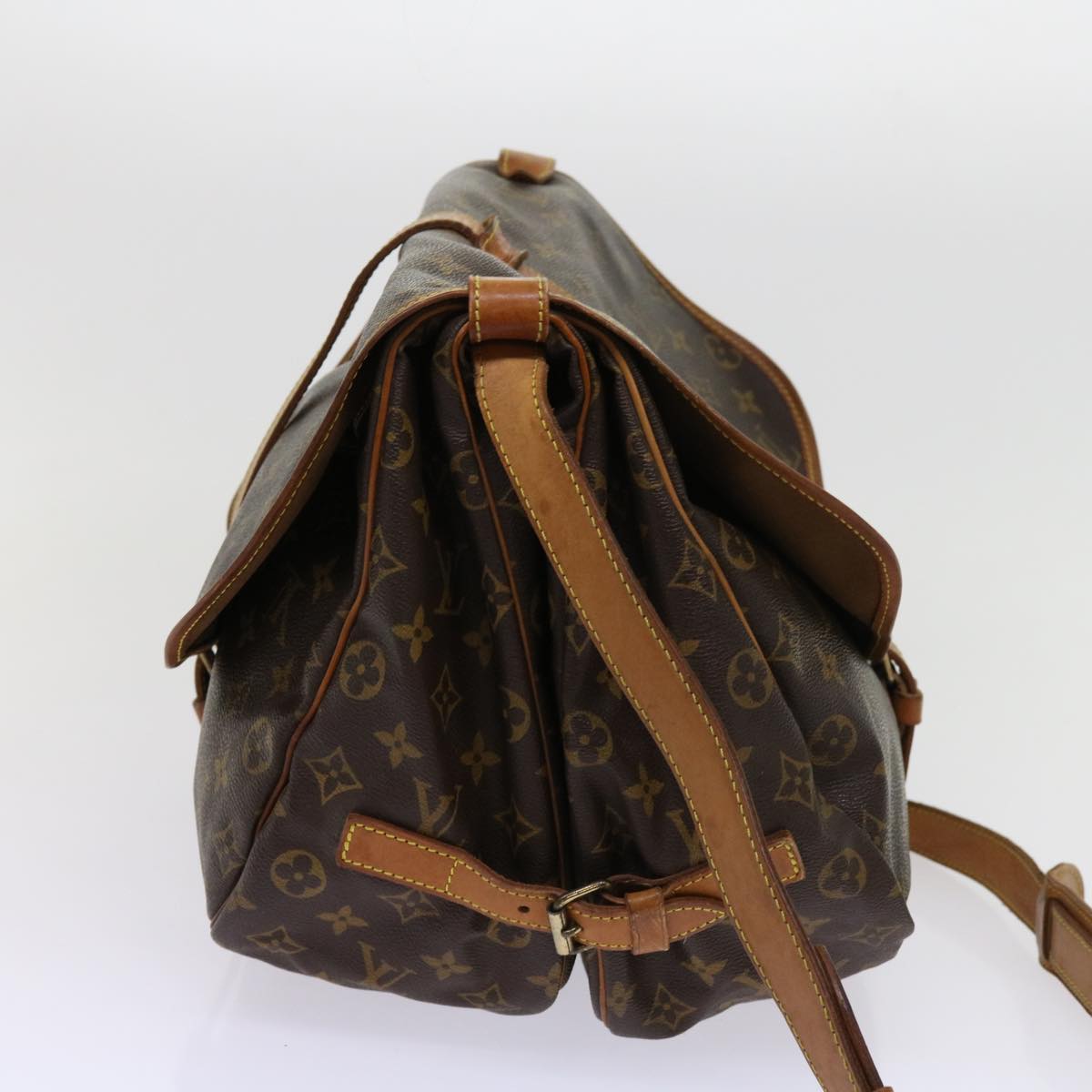 LOUIS VUITTON Monogram Saumur 35 Shoulder Bag M42254 LV Auth fm3048