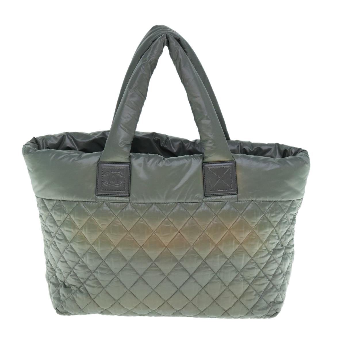 CHANEL Cococoon Hand Bag Nylon Gray CC Auth fm3055 - 0