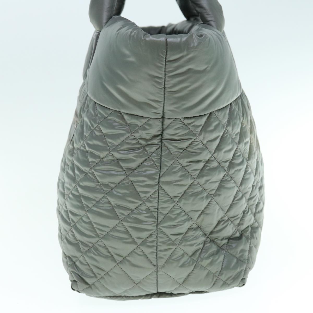 CHANEL Cococoon Hand Bag Nylon Gray CC Auth fm3055