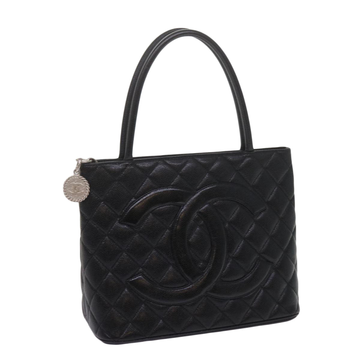 CHANEL Tote Bag Caviar Skin Standard Black A01804 CC Auth fm3060A