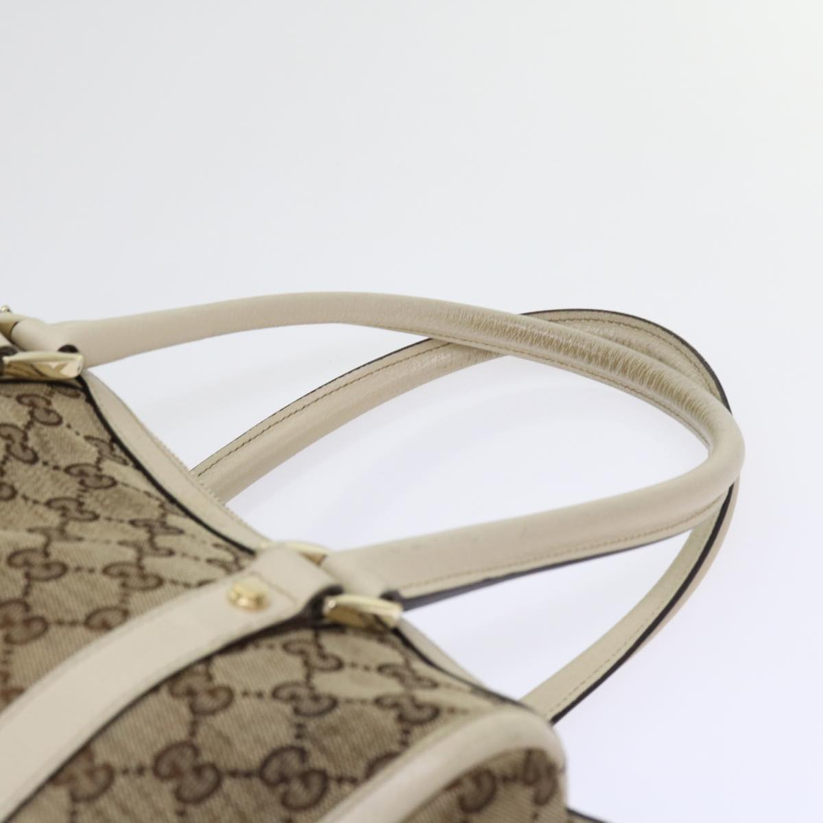 GUCCI GG Canvas Shoulder Bag Beige 130942 Auth fm3094