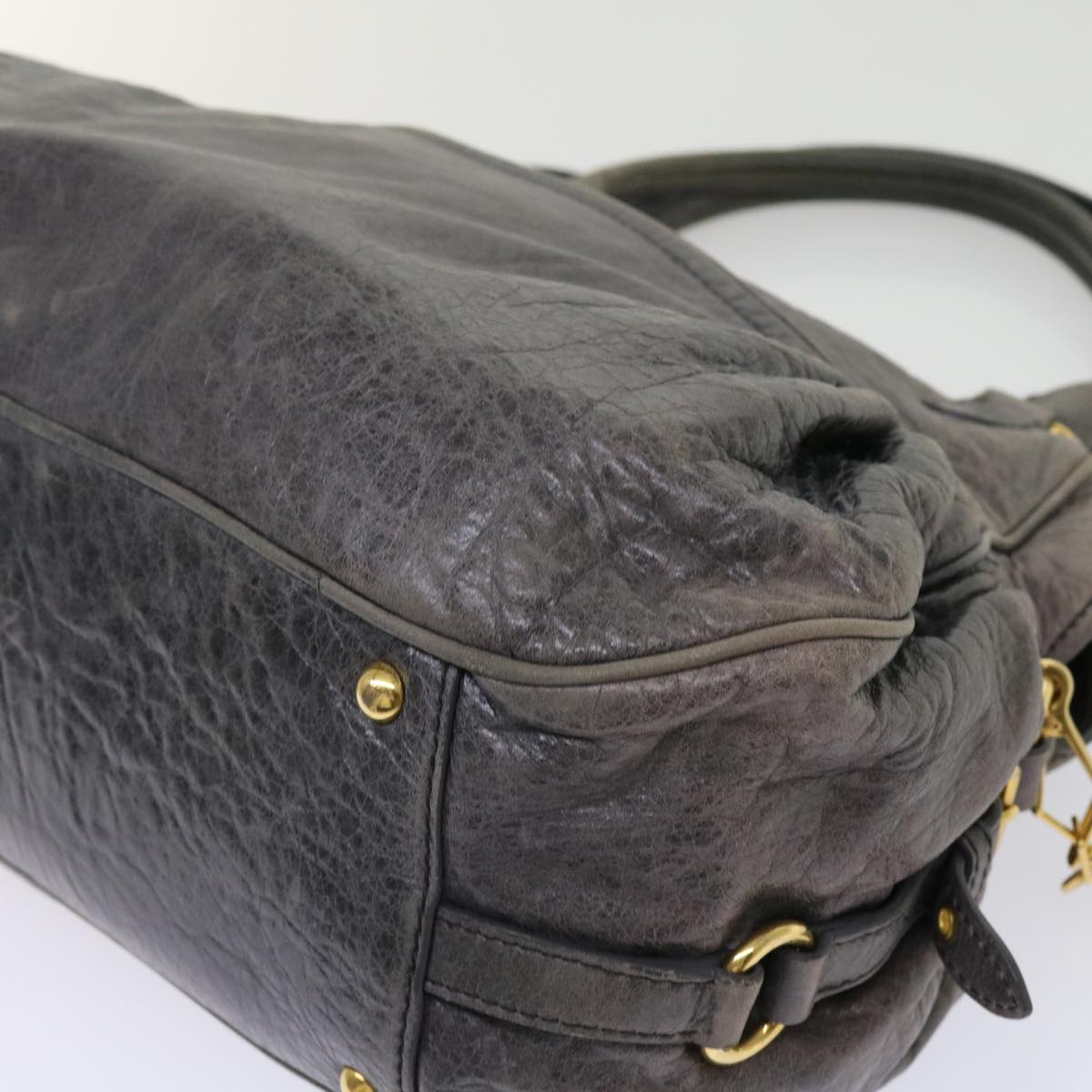 Miu Miu Hand Bag Leather 2way Gray Auth fm3097