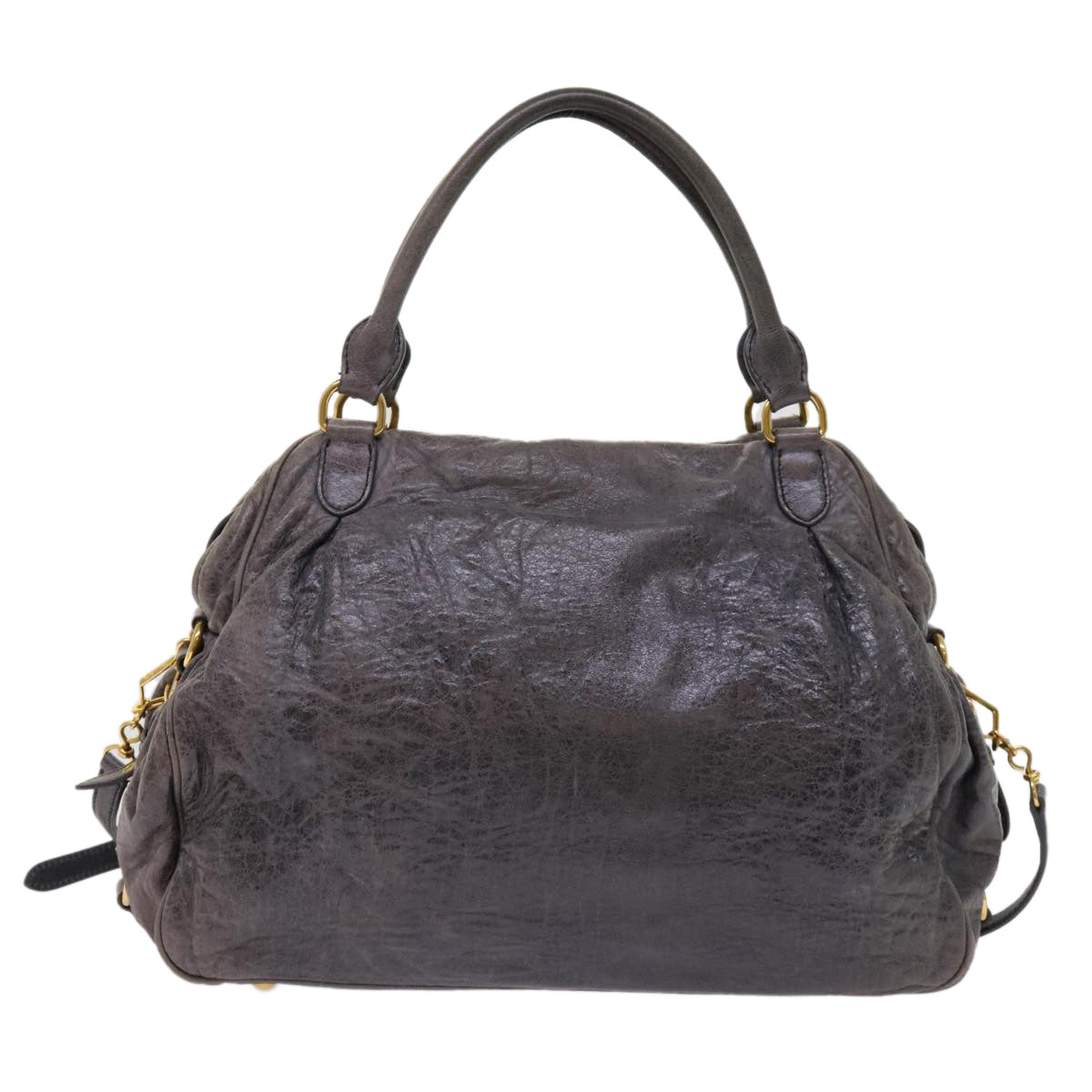 Miu Miu Hand Bag Leather 2way Gray Auth fm3097 - 0