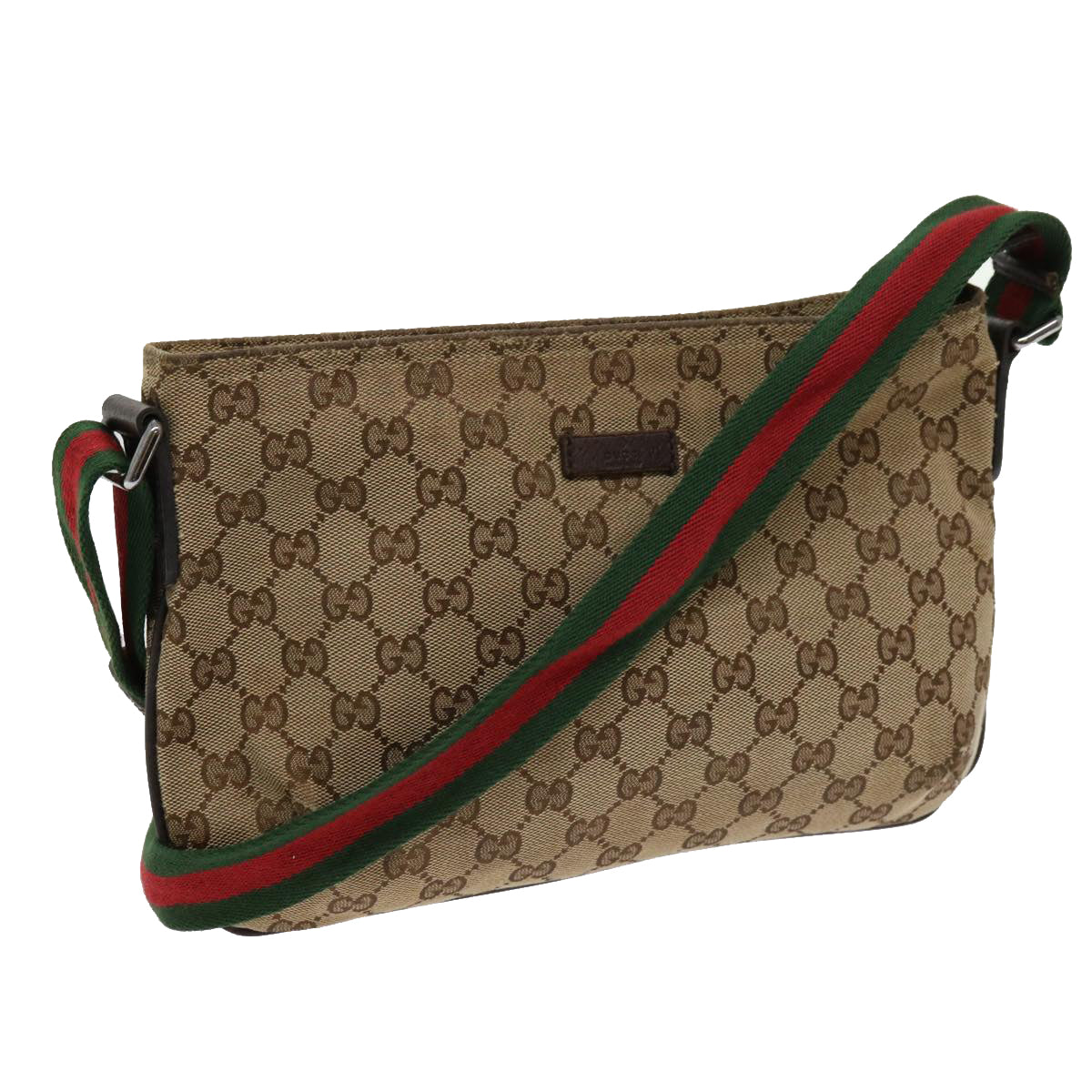 GUCCI Web Sherry Line GG Canvas Shoulder Bag Beige Red Green 189749 Auth fm3098