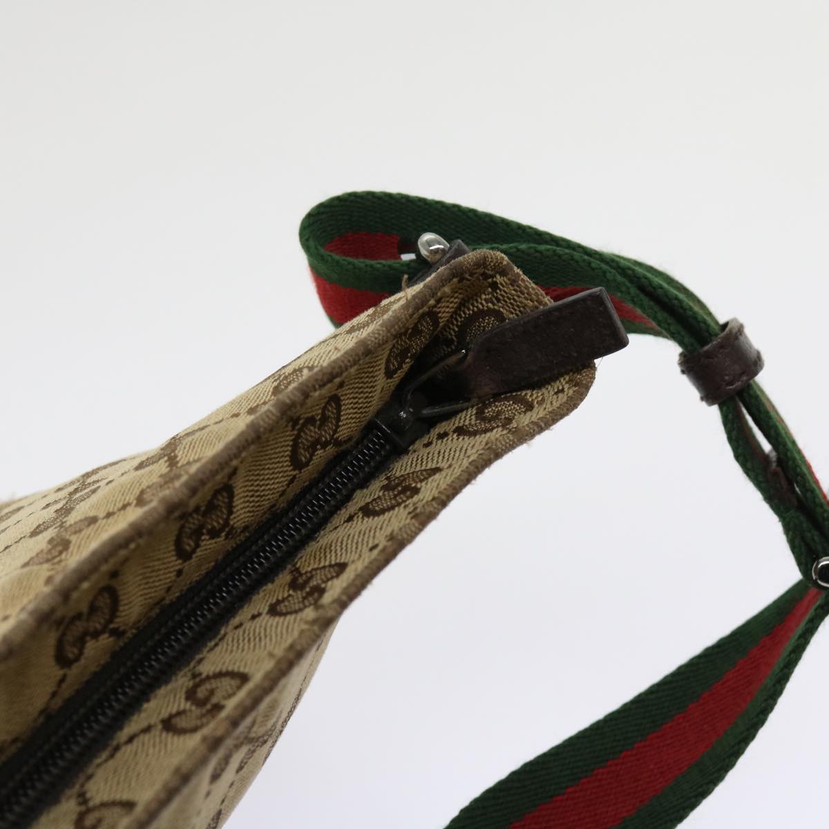 GUCCI Web Sherry Line GG Canvas Shoulder Bag Beige Red Green 189749 Auth fm3098