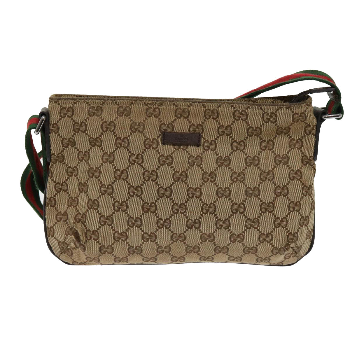 GUCCI Web Sherry Line GG Canvas Shoulder Bag Beige Red Green 189749 Auth fm3098