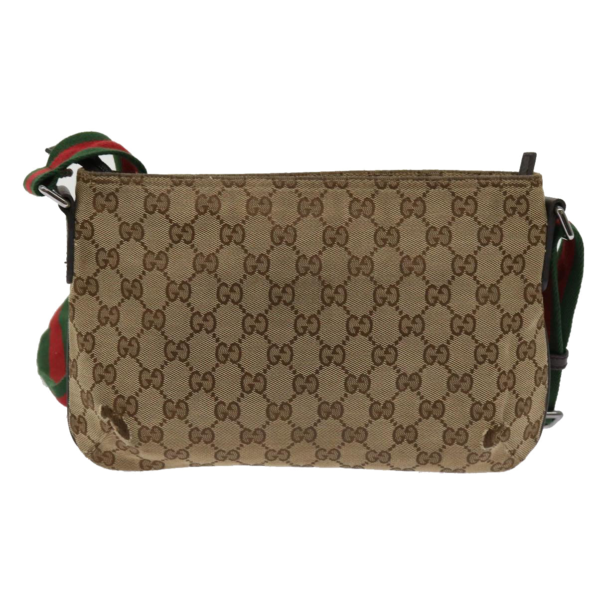 GUCCI Web Sherry Line GG Canvas Shoulder Bag Beige Red Green 189749 Auth fm3098