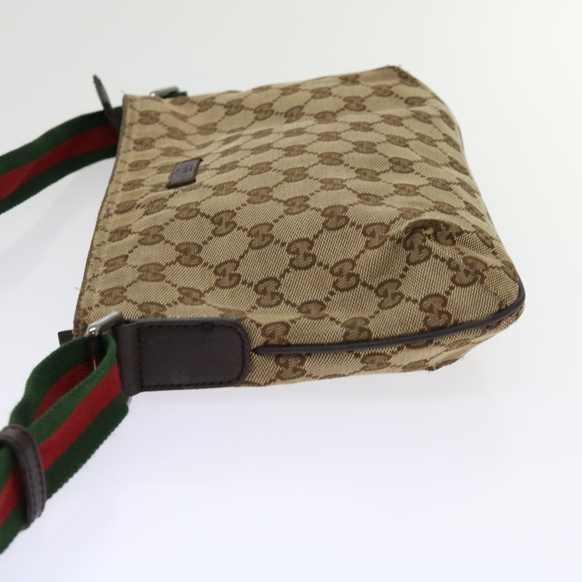 GUCCI Web Sherry Line GG Canvas Shoulder Bag Beige Red Green 189749 Auth fm3098