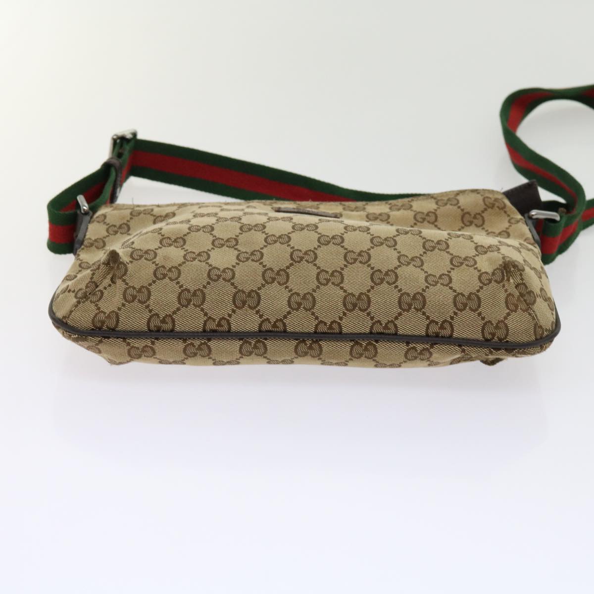 GUCCI Web Sherry Line GG Canvas Shoulder Bag Beige Red Green 189749 Auth fm3098