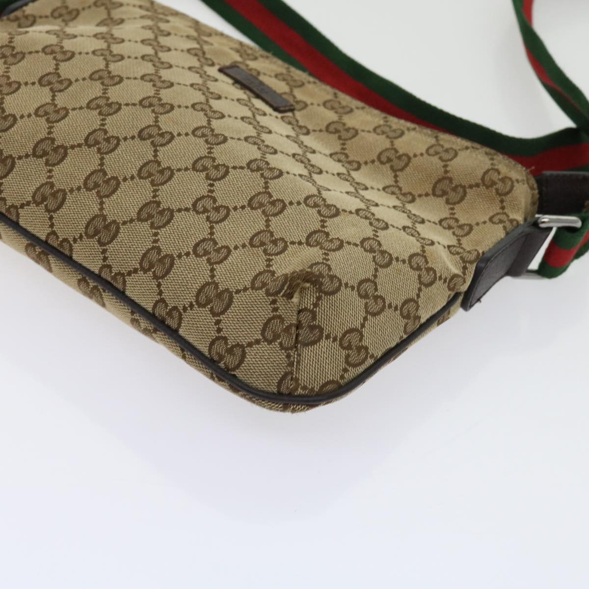 GUCCI Web Sherry Line GG Canvas Shoulder Bag Beige Red Green 189749 Auth fm3098