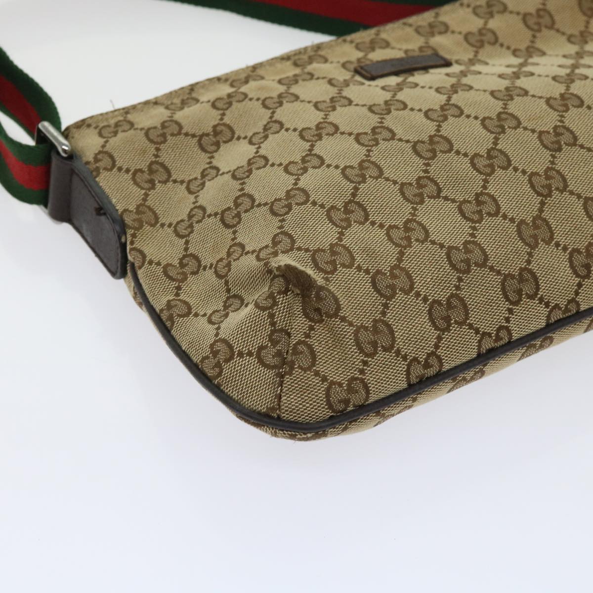 GUCCI Web Sherry Line GG Canvas Shoulder Bag Beige Red Green 189749 Auth fm3098