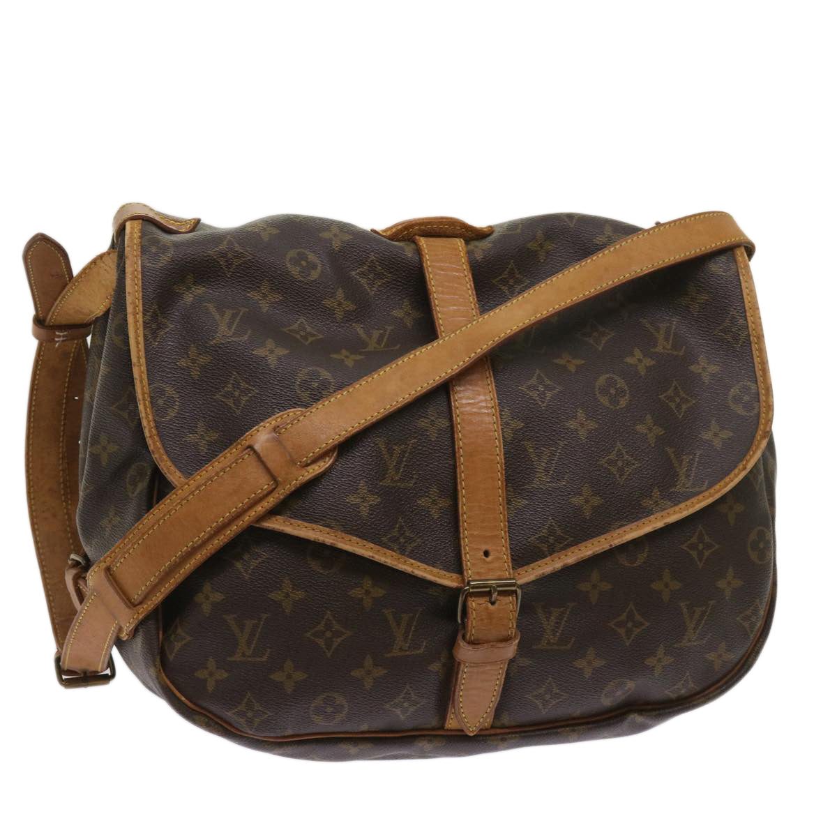 LOUIS VUITTON Monogram Saumur 35 Shoulder Bag M42254 LV Auth fm3127