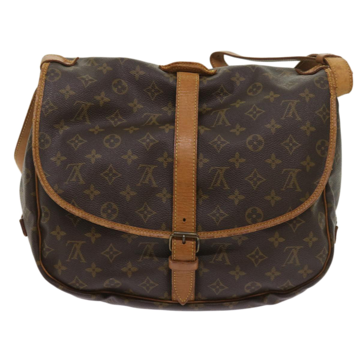 LOUIS VUITTON Monogram Saumur 35 Shoulder Bag M42254 LV Auth fm3127