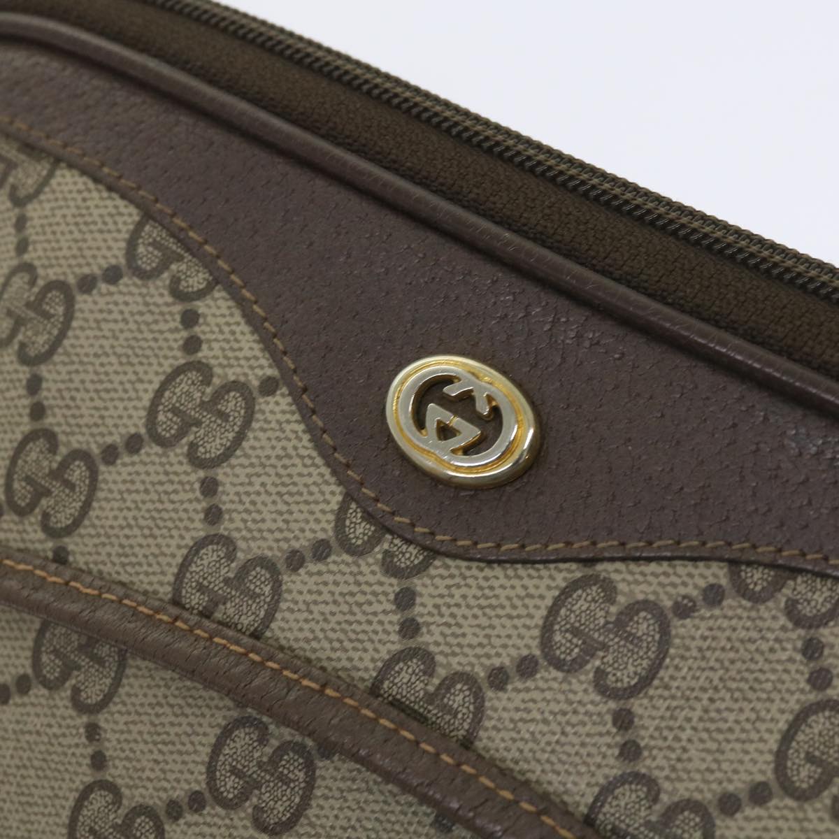 GUCCI GG Supreme Shoulder Bag PVC Beige 97 02 068 Auth fm3136