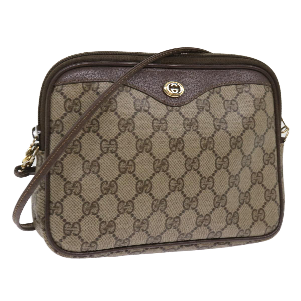 GUCCI GG Supreme Shoulder Bag PVC Beige 97 02 068 Auth fm3136