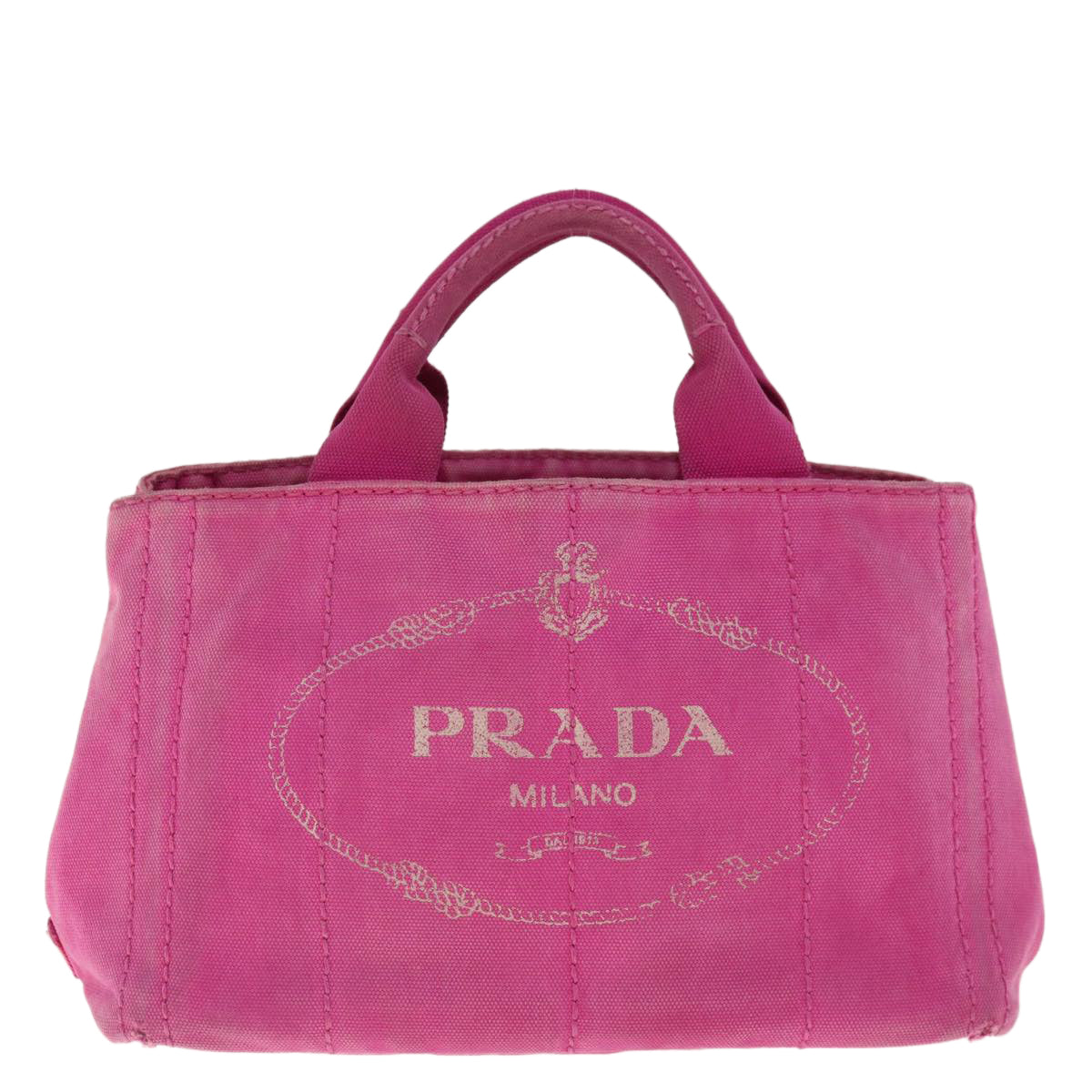 PRADA Canapa PM Hand Bag Canvas Pink Auth fm3153 - 0