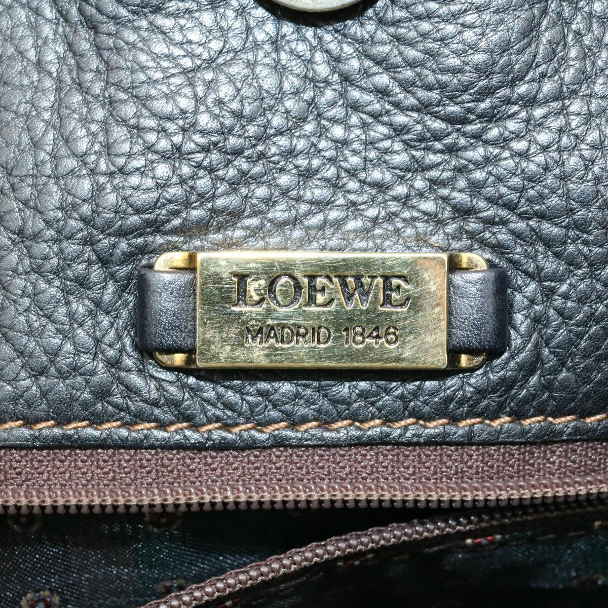 LOEWE Tote Bag Leather Black Auth fm631