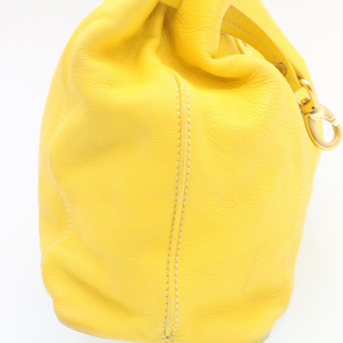 CELINE Shoulder Bag Leather Yellow Auth fm965