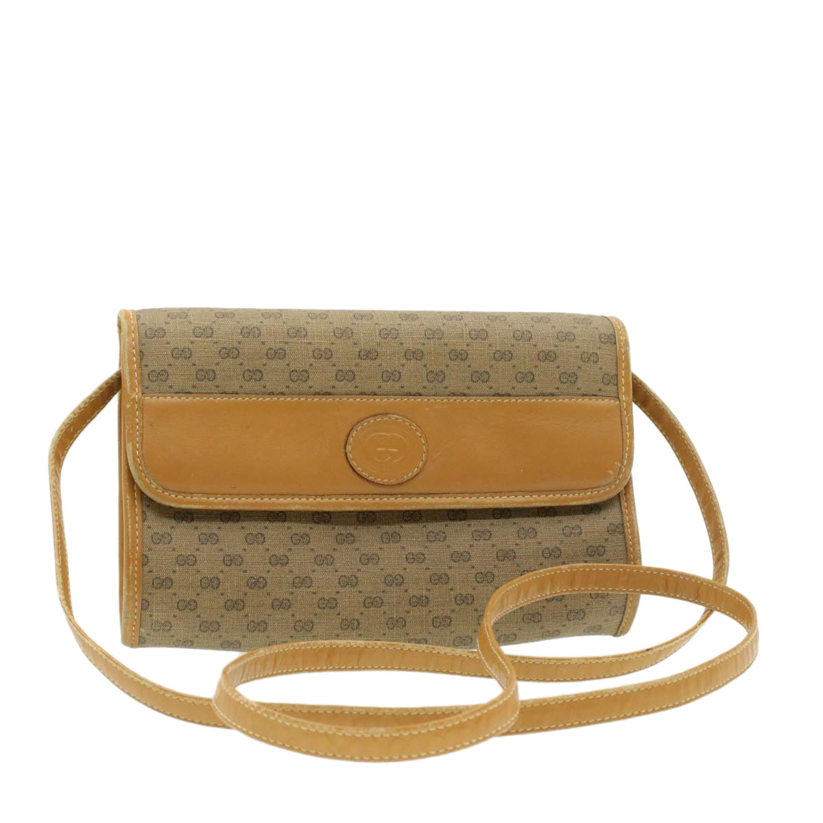 GUCCI Micro small PVC Leather Shoulder Bag Beige Auth am064g