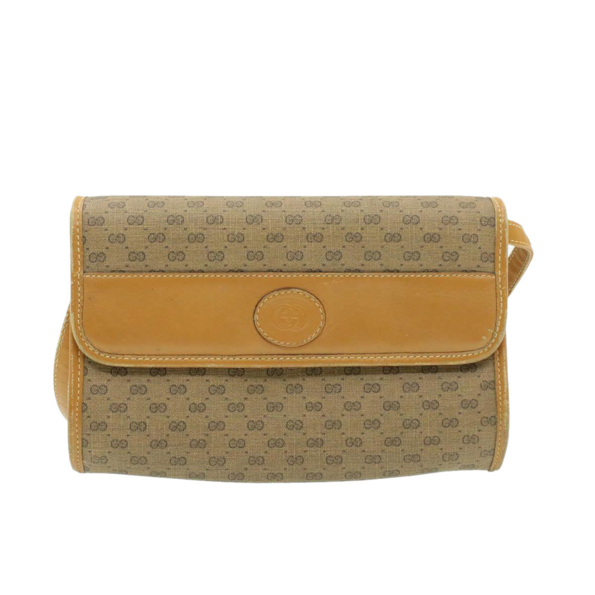GUCCI Micro small PVC Leather Shoulder Bag Beige Auth am064g