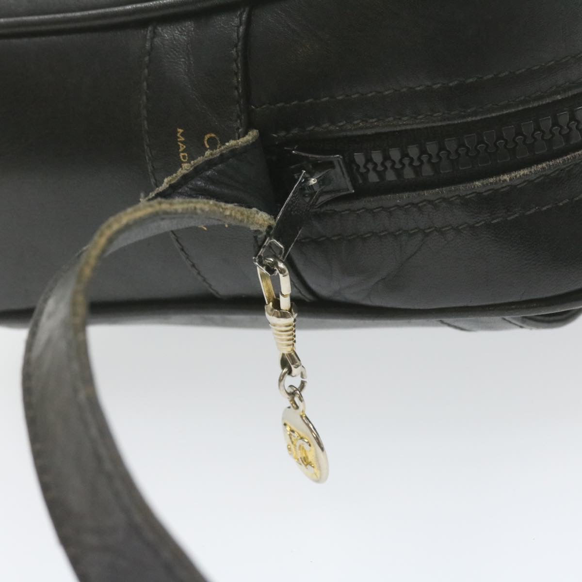 CELINE Horse Carriage Macadam Shoulder Bag Leather Black Auth am1005g